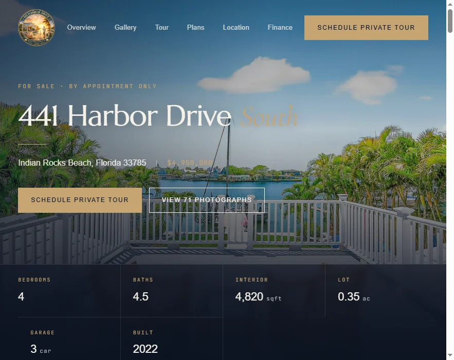 Real Estate Listing Landing Page — 441 Harbor Drive Indian Rocks Beach Florida