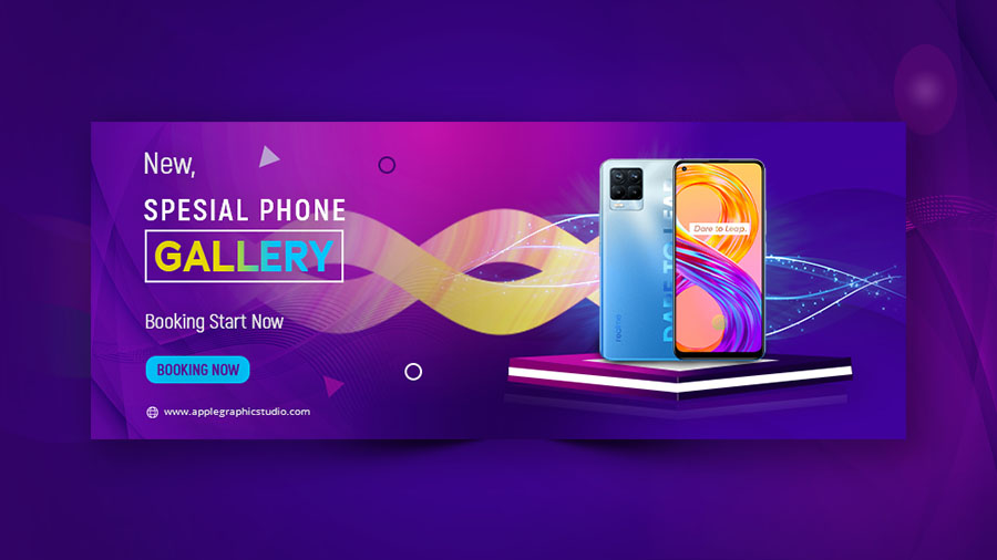 Abstract Website Banner Design for Mobile Promotional